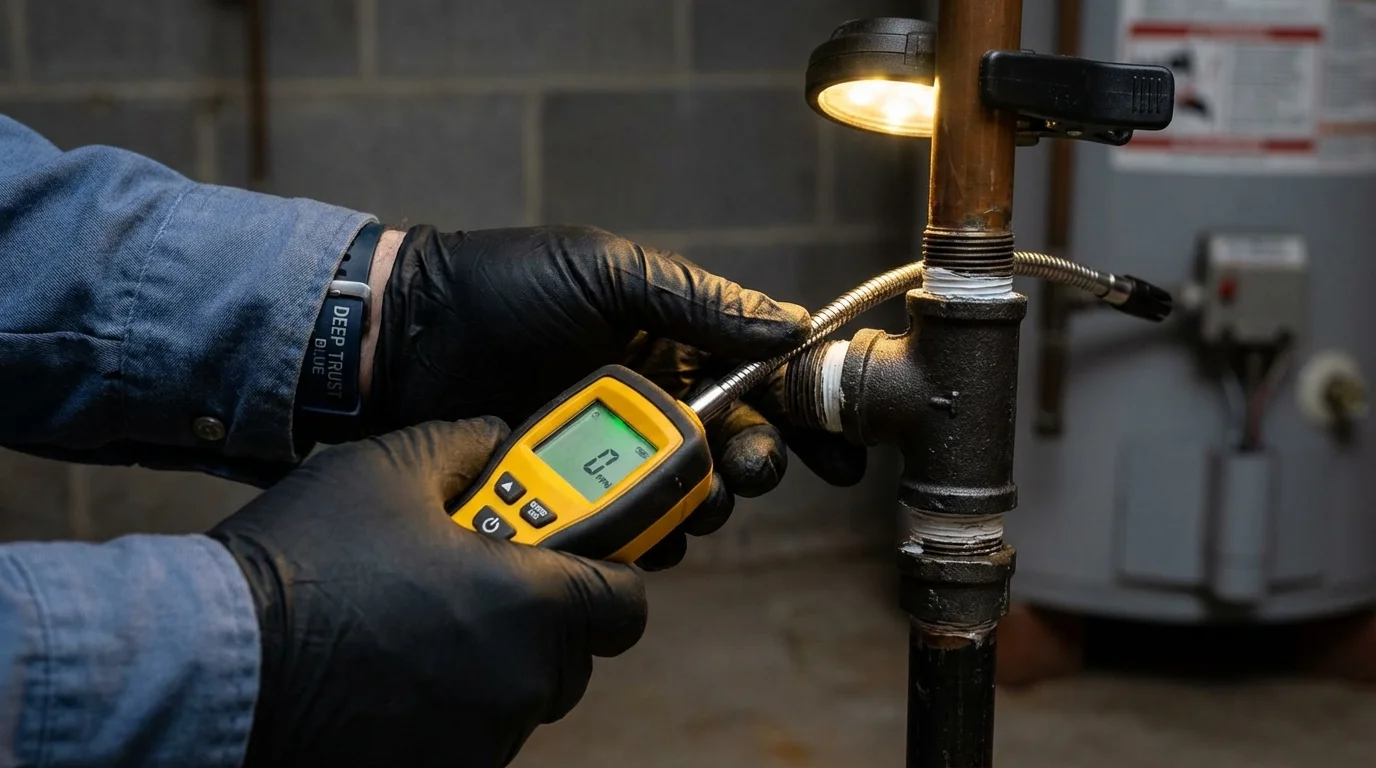 Gas leak detection with electronic sniffer by Johns Plumbing LLC in Sanford